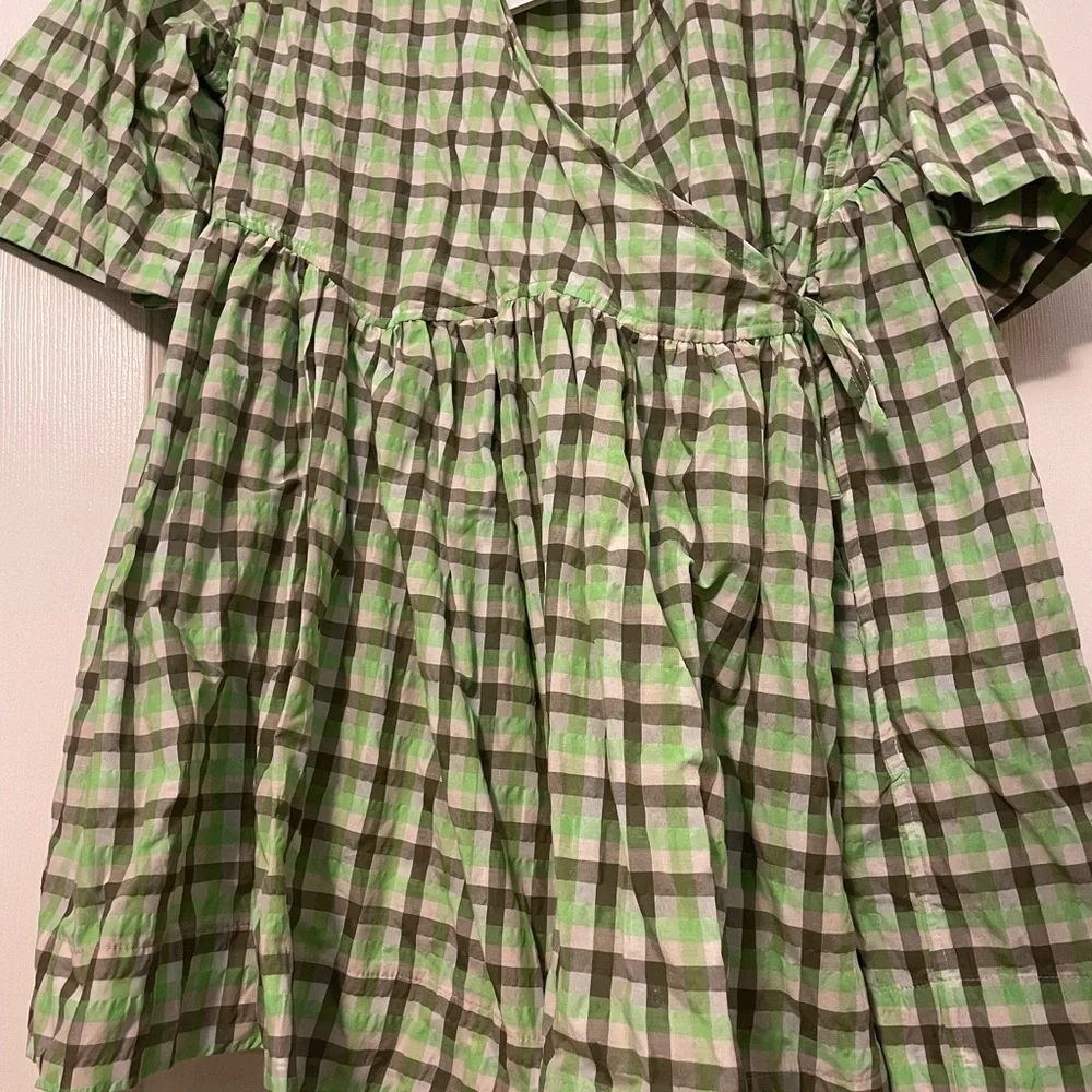 Ganni wrap dress green plaid - Picture 8 of 11